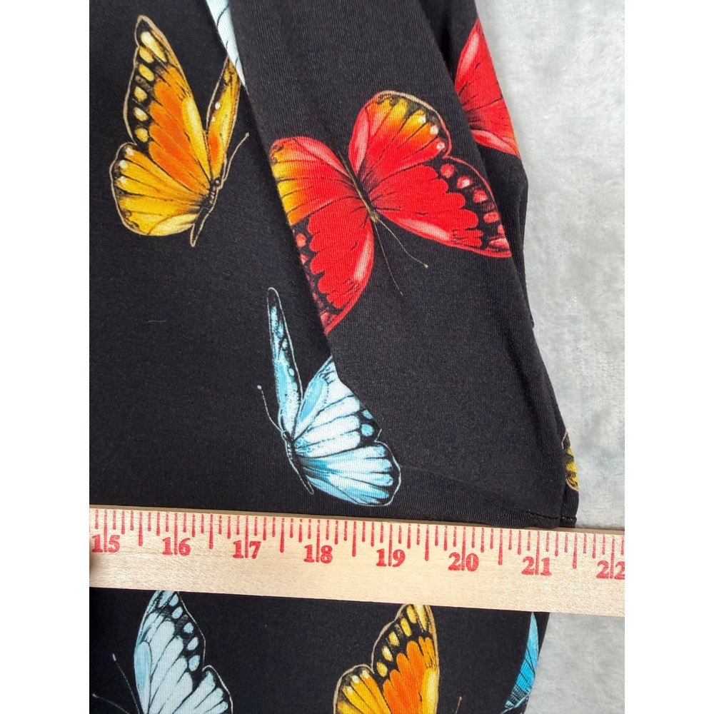 New Johnny Was Sandra 3/4 Sleeve Tiered Dress XL Black Butterfly Floral Leopard - Picture 11 of 13